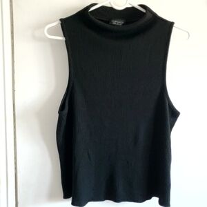 Topshop ribbed Black Mock neck Sleeveless Tank Top Size 10 Basics minimalism